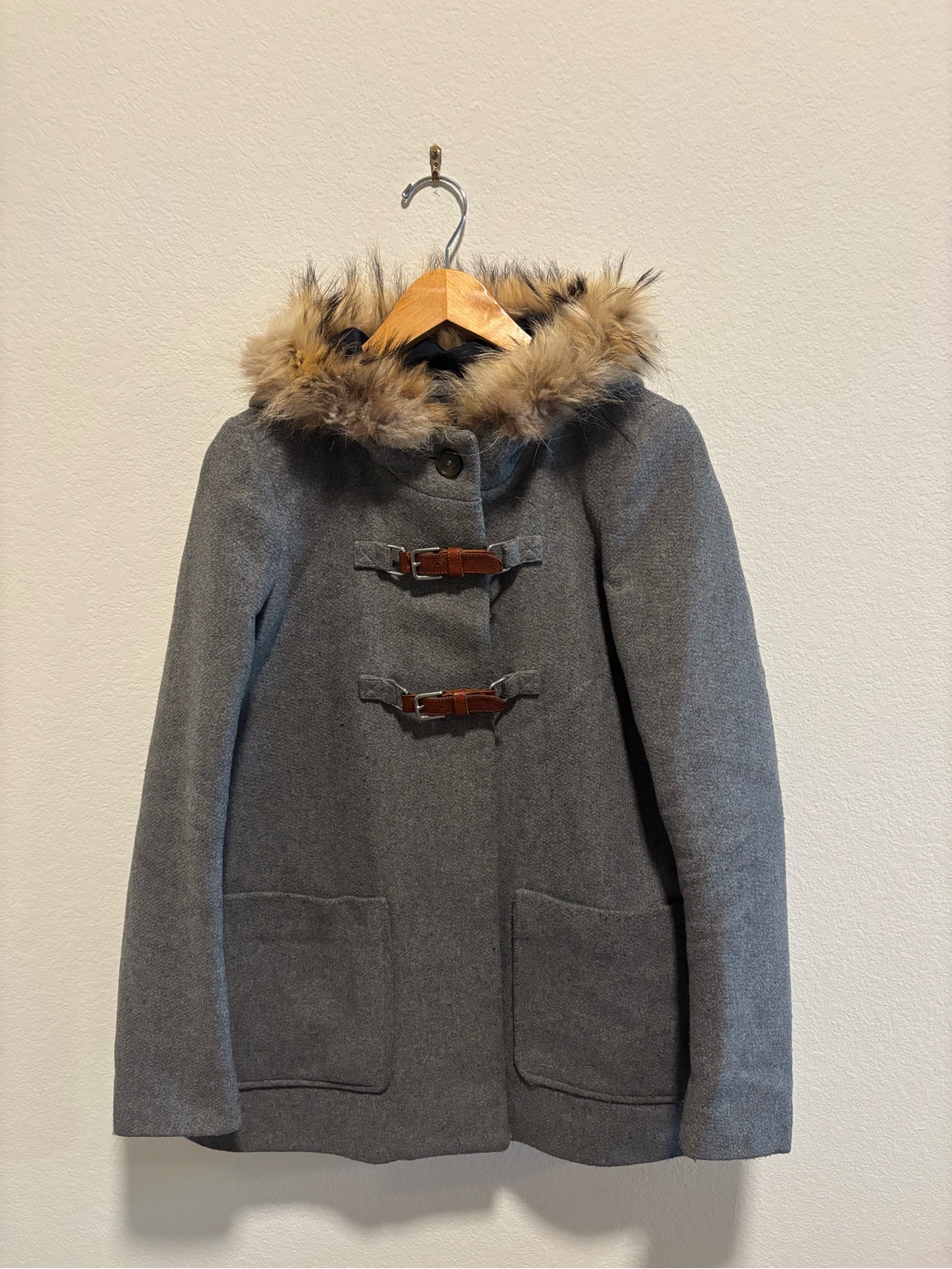 Maje Alenxia Fur-Trimmed Jacket Diffle Toggle
